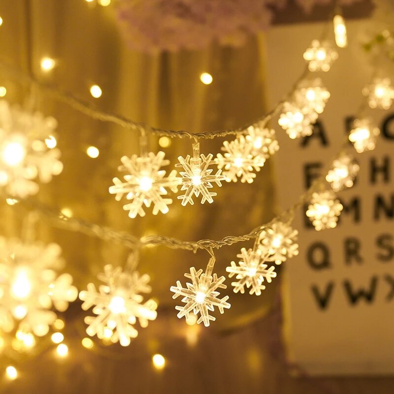 Weihnachten Gebühr Licht Schneeflocke LED Schnur Licht Girlande Dekoration für Zuhause Weihnachten Santa Claus Neujahr Ornament