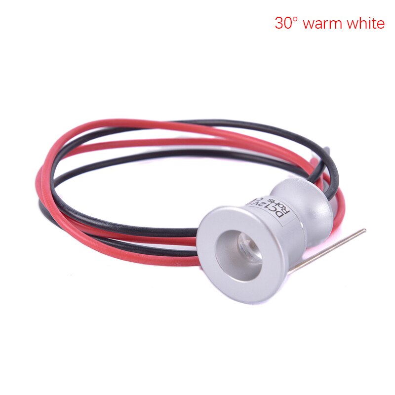 Foco de armario Led de 12V, Mini foco de luz empotrable impermeable IP65, luz de exhibición de armario, cuerpo de aluminio de 1W: 30 warm white