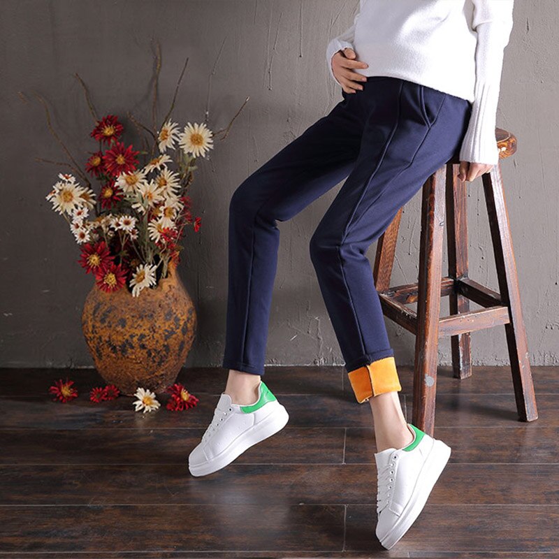 Winter Maternity Trousers Elastic Warm Thicken Pants For Pregnant Women Pregnancy Clothes Slim Autumn Maternity Sports Trousers: Style 01 / M