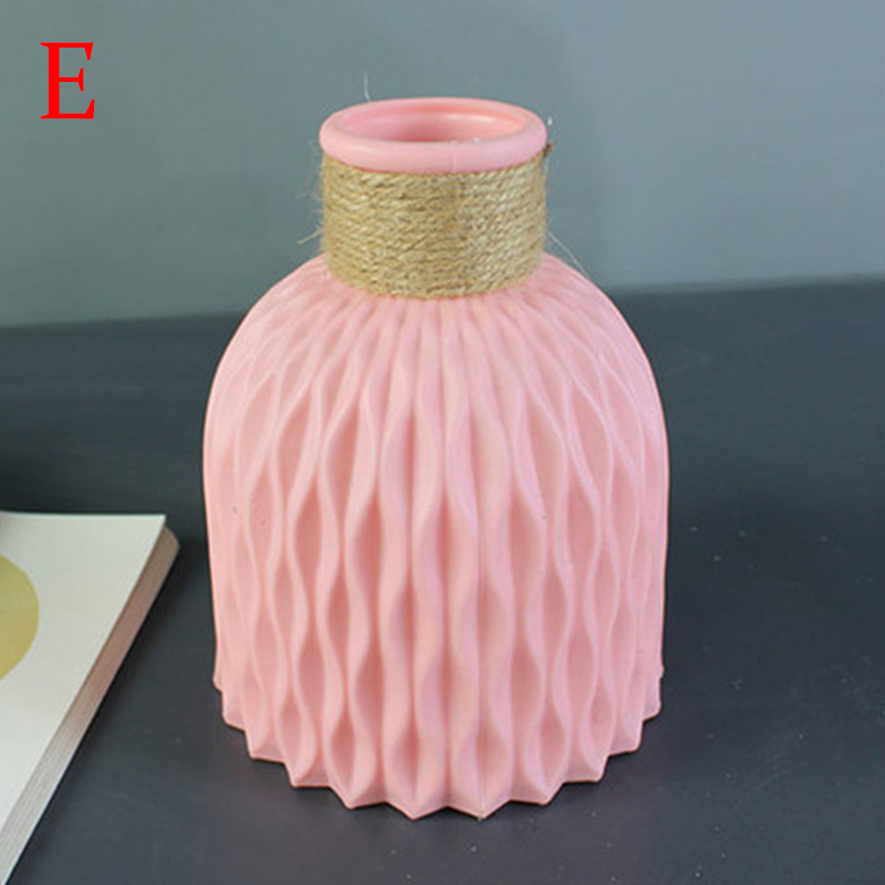 Wazon plastikowy nowy nowoczesny minimalistyczny biały szary czarny różowy imitacja kwiat rattanu wazon wysokiej jakości domu salon rzemieślnicze dekoracje: E