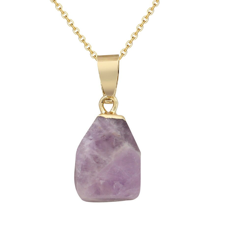 2020 di modo di Opal Pietra del Cubo Irregolare Collane di Cristallo Naturale Rosa di Cristallo Del Pendente Del Choker Della Collana Dei Monili Della Boemia per Le Donne: Amethyst