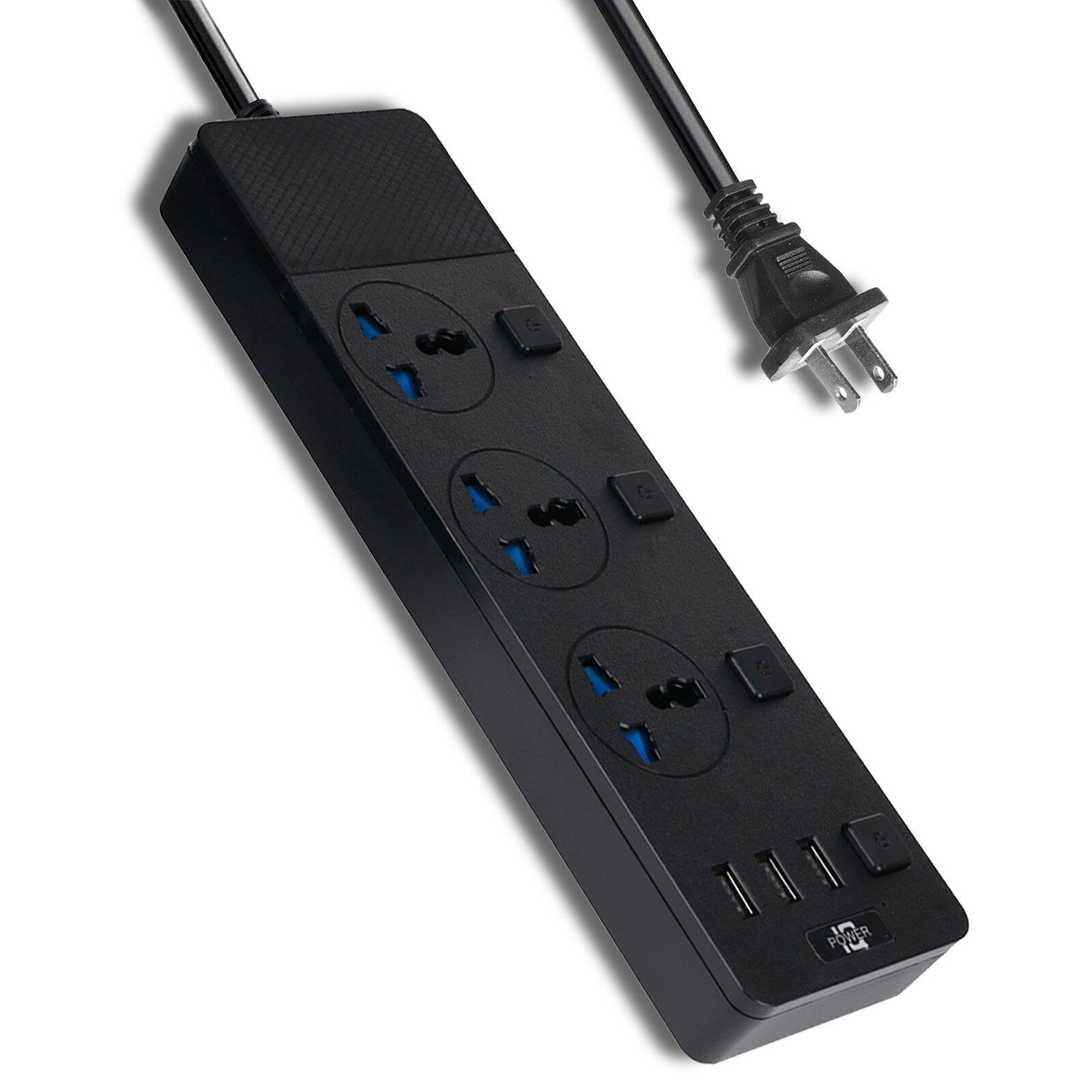 Surge Protector Power Strip, Extension Cord 3 Outlet 3 Usb Port With 4 Switch Electronic Socket Home Office Surge Protector