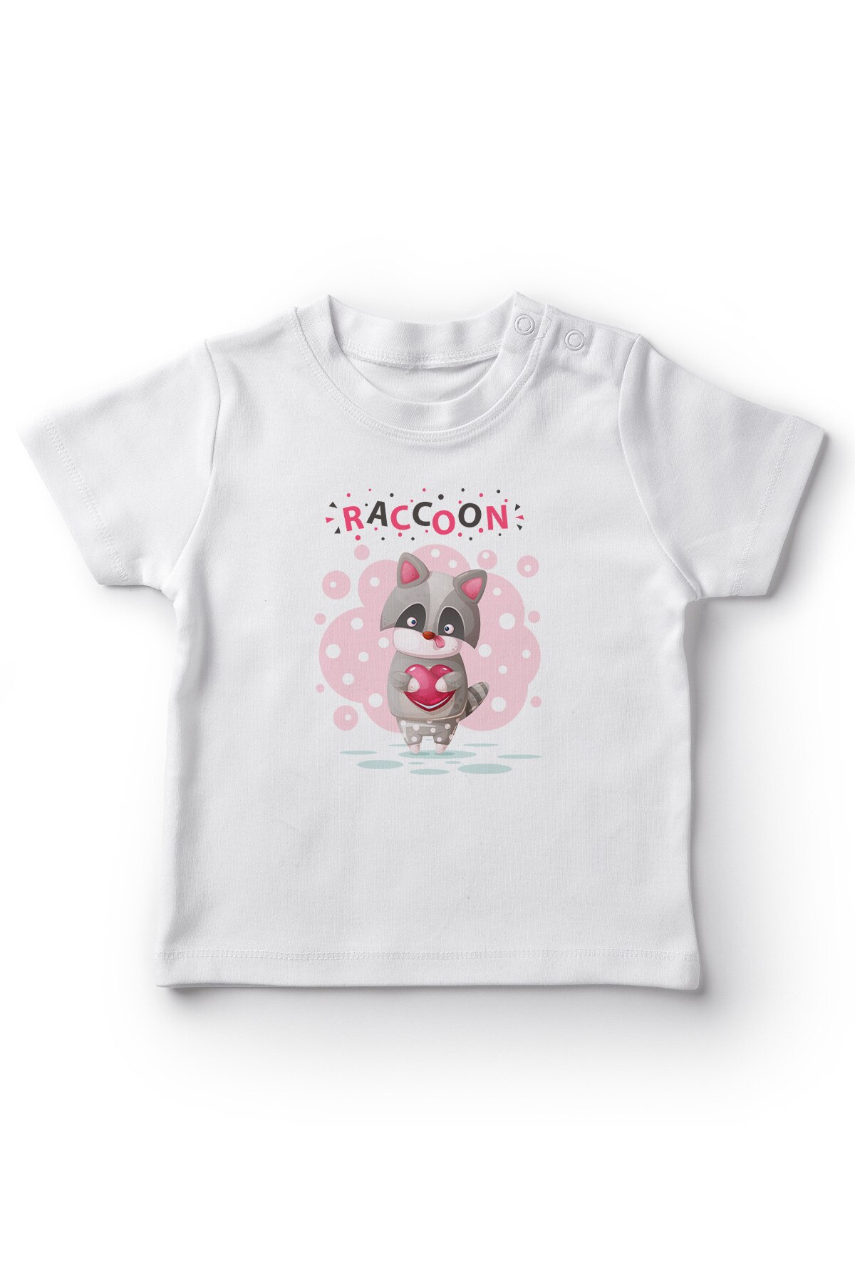 Angemiel baby met hart schattig wasbeer baby jongen t-shirt wit