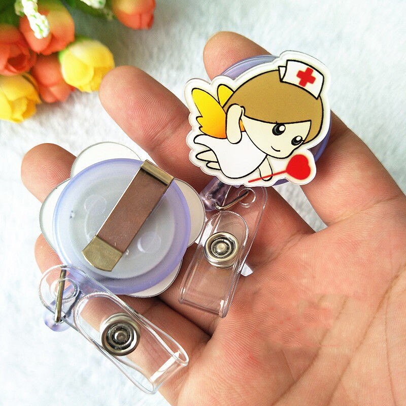 Aluminum Badge Holder Business Work Card With ABS Retractable Badge Reel ID Card Holder Nurse Accessories: NO.18