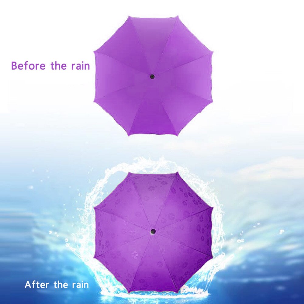 Parasol de viaje paraguas plegable portátil de las señoras de los hombres a prueba de viento paraguas UV de isshowtienda: violet
