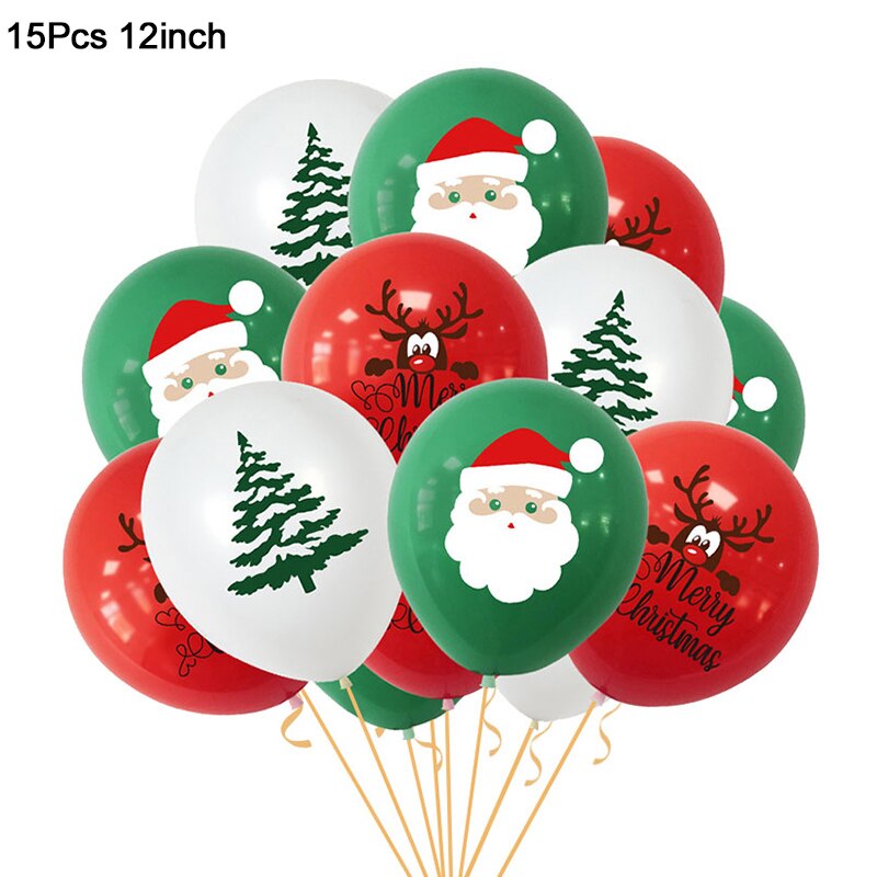 15 stk god jul balloner julemanden elg juletræ juledekorationer til hjemmet xmas globos navidad år: 15 stk blanding 1