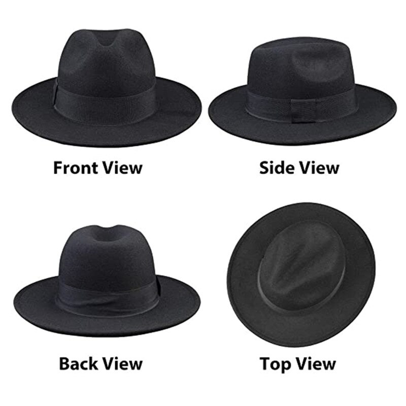 Ademend Effen Kleur Klassieke Zwarte Elastische Fedora Hoed Unisex Wolvilt Jazz Hoeden Mannen Vrouwen Brede Rand Panama Trilby cap