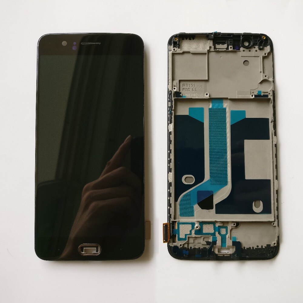 Original 5.5 "för oneplus 5 1+ 5 a5000 one plus fem lcd pekskärm digitaliseringsenhet med ram / batterilock