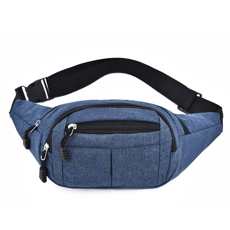 Waterproof Waist Bag Man Fanny Pack For Women Casual Large Capacity Outdoor Sports Oxford Black Red Purple Mobile Chest Bag 579: Blue