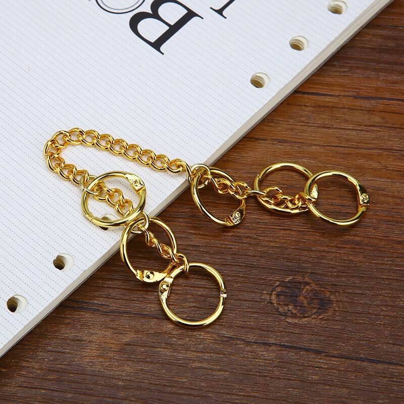 Metall verlieren Blatt Buch Bindemittel Klapp Ringe Mit Kette Keychain DIY Album Sammelalbum Handwerk Alben Buch Bindemittel Schule Büro Supplie