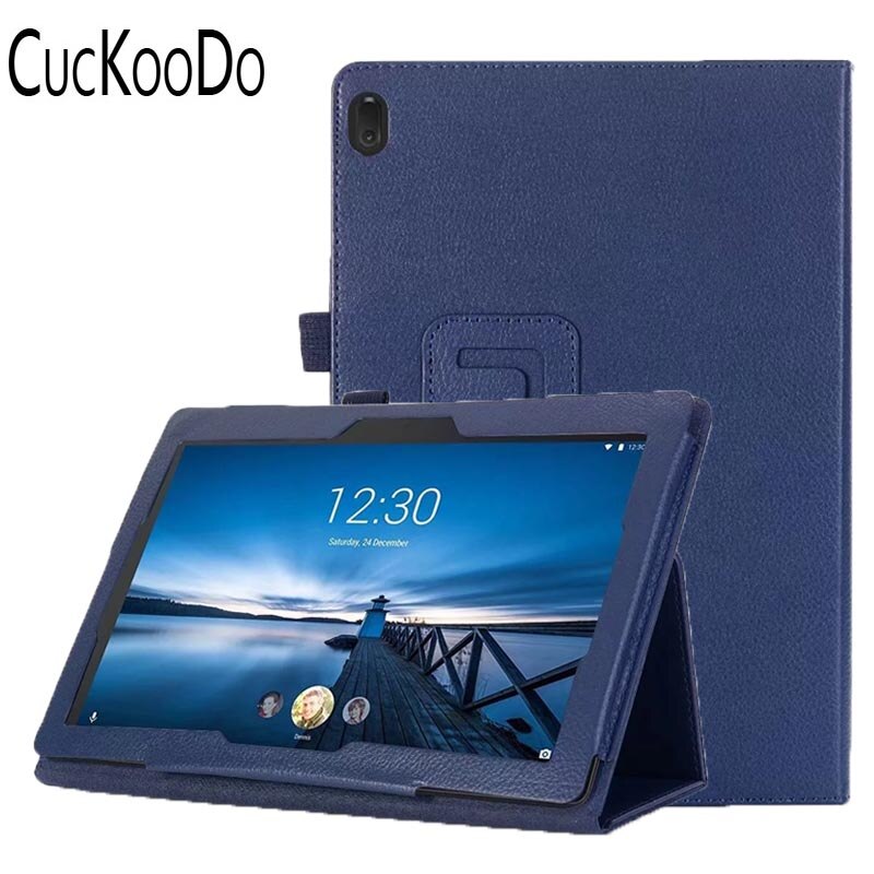 Étui socle pliable en cuir PU pour Lenovo TAB E10 TB-X104F 10.1 pouces tablette libération: NavyBlue