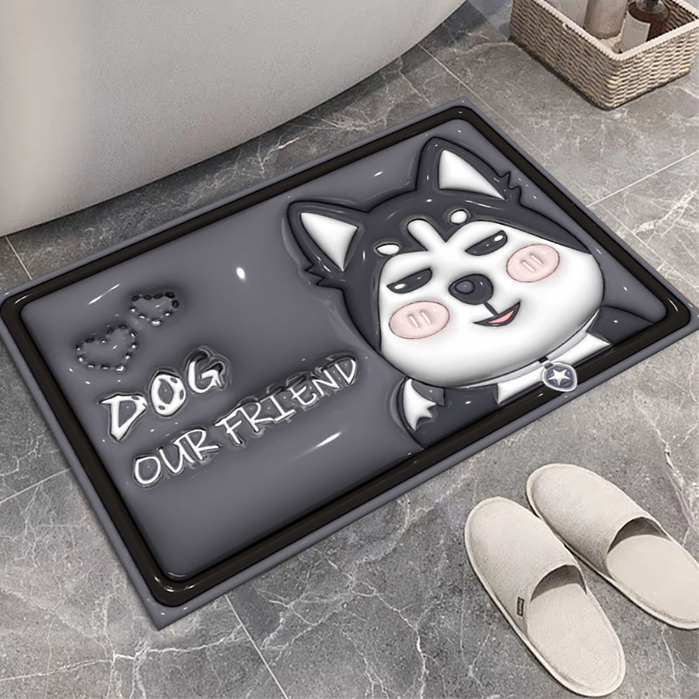 Diatom Mud Mat for Bathroom Cartoon 3D Mats Non-slip Carpets Quick-drying Floor Mats for Bathtub Side Floor Rug Shower Doormat: Beige