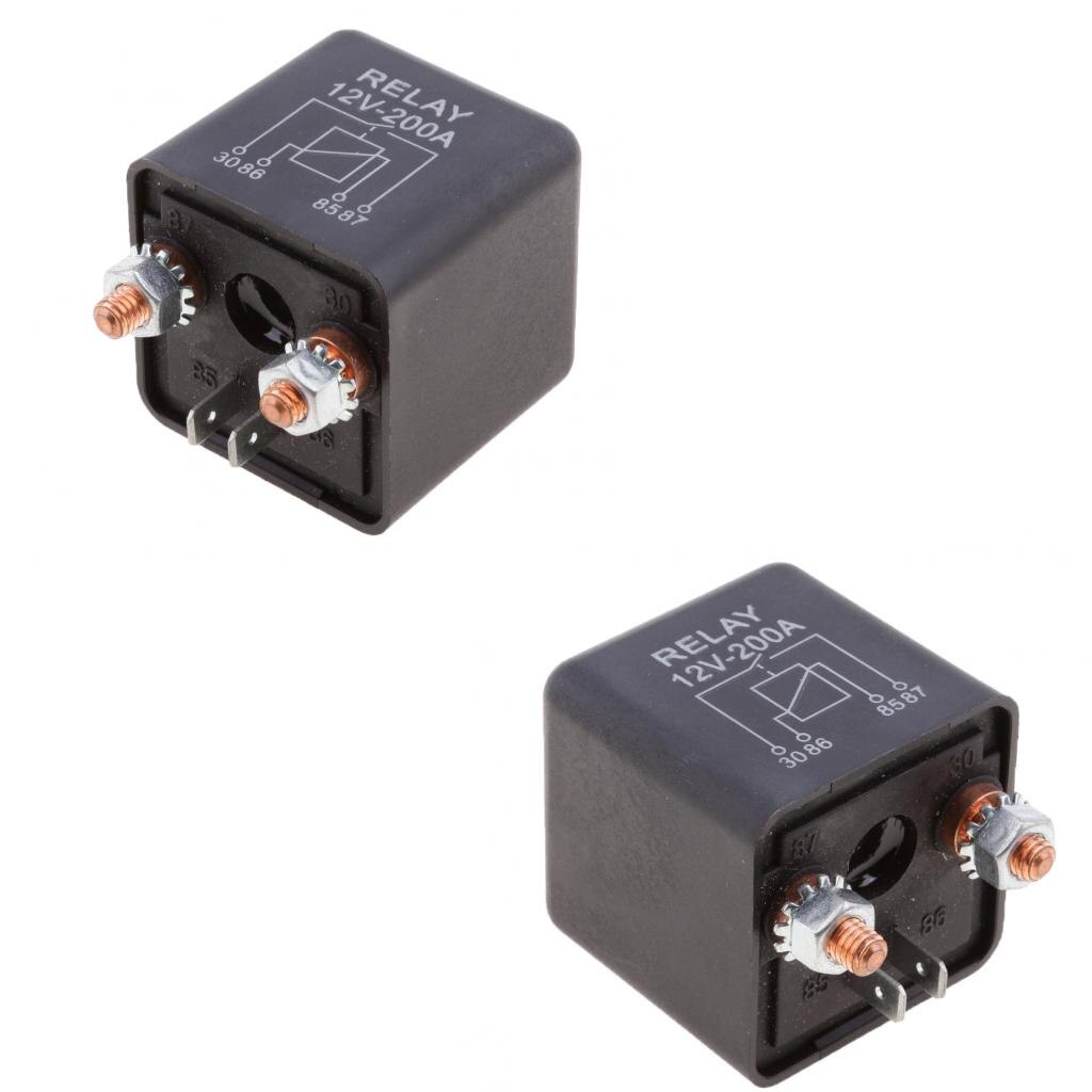 Relais à 4 broches 12v 200 a, Mini Amp, normalement ouvert, pour voiture, bateau, 2 pièces