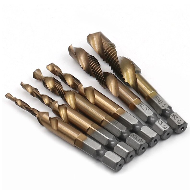 2022 Drill Cobalt Plated Hex Shank HSS Screw Thread Metric Tap Drill Bits Hand Tool