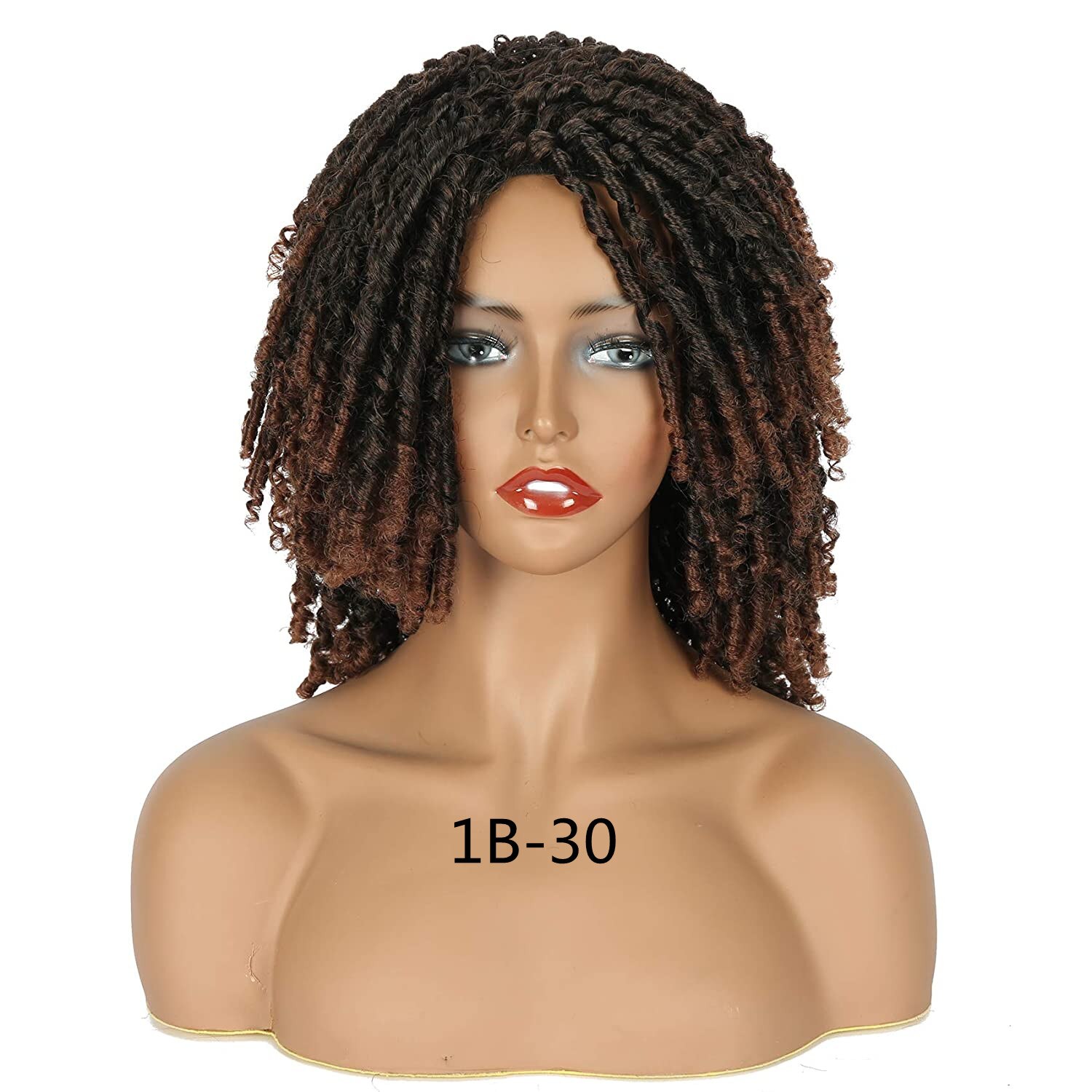 DQ Braided Wig For Women Synthetic Wig Short Dreadlock Hair Wig Curly Ombre Crochet Twist Hair Wigs GREY: 1B-30