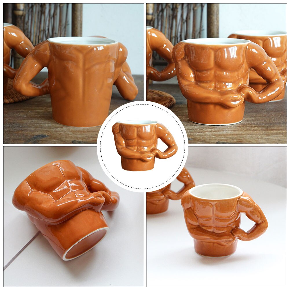 1Pc Unique Muscle Man Shape Cup Mug Festival Durable Tea Cup