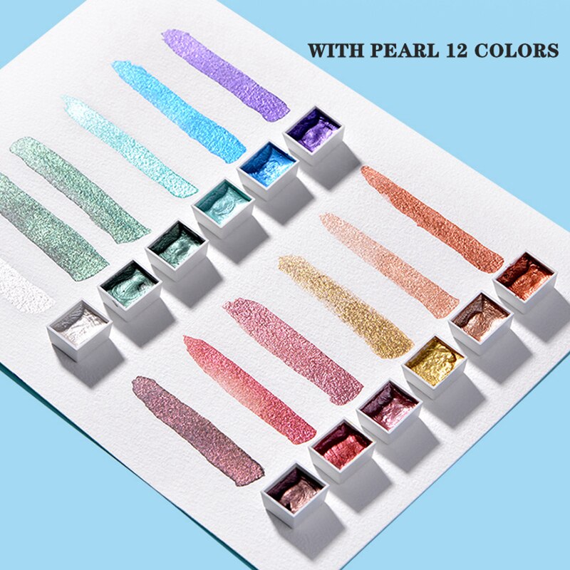 Parel Aquarel Pigment Set 48 Kleur Aquarel Verf Student Handgeschilderde Draagbare Schilderen Set Ijzeren Doos Specialiteit Art Supplies