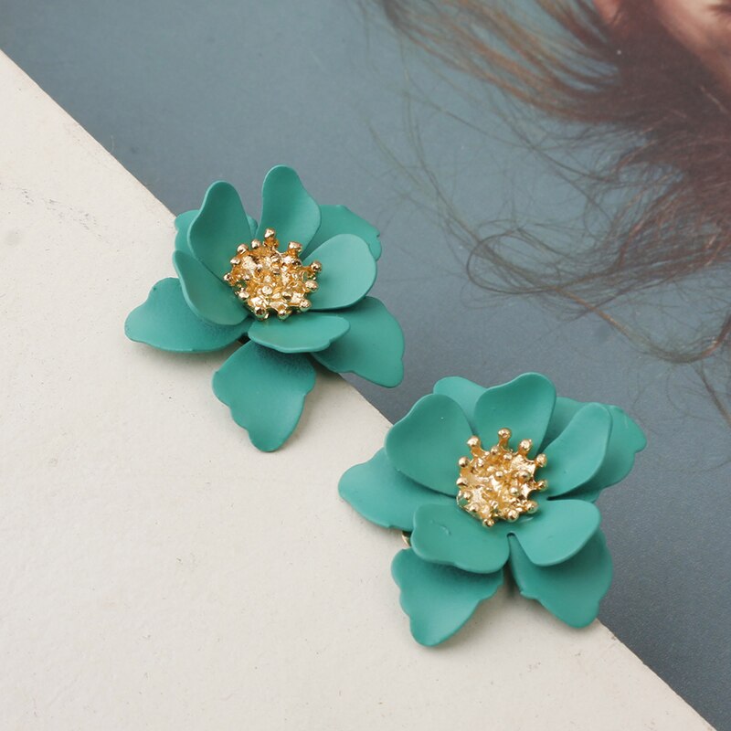 1 paar Ohrringe Ohr Stud Blume Elegante Süße Schmuck für Frauen Dame Mädchen EIG88: green