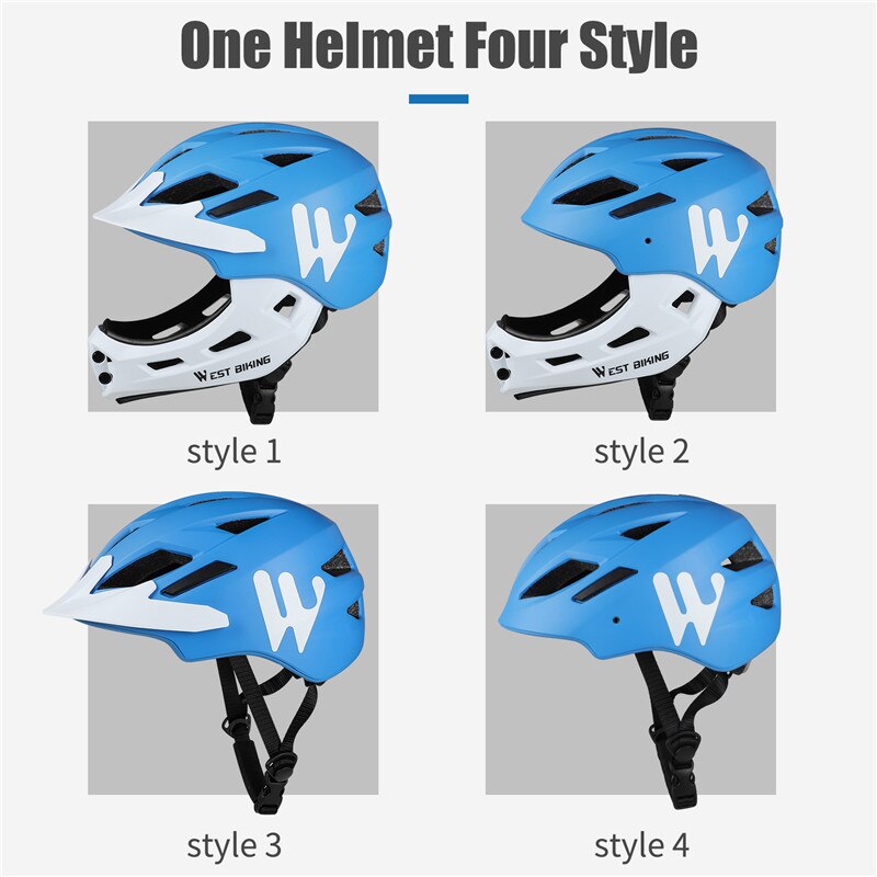 Casco WEST BIKING chico protección de cara completa montaña MTB Casco de bicicleta de carretera desmontable niños deportes casco de seguridad ciclismo