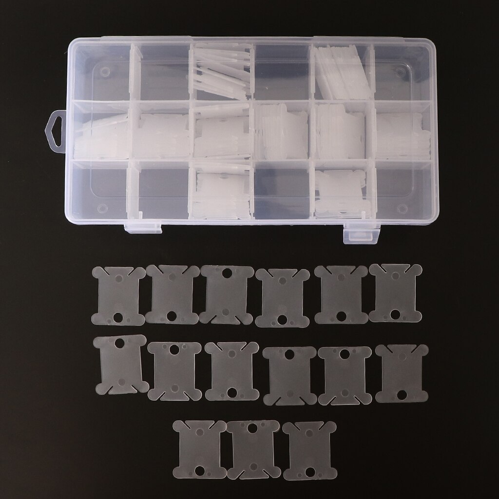 18 Compartments Embroidery Floss Organizer Box With 120pcs Plastic Floss Bobbins For Stitch