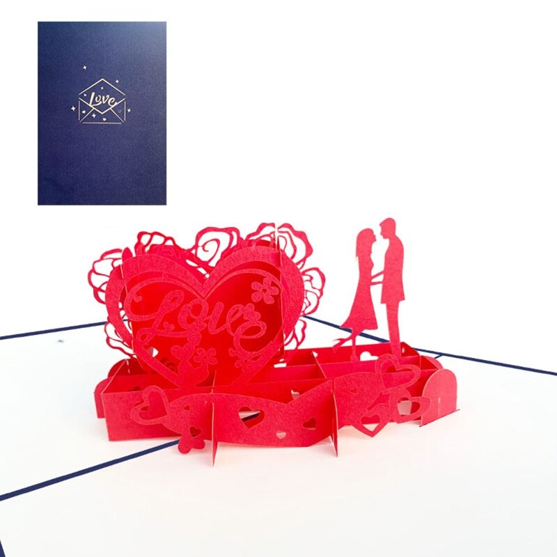 XXFA Love Heart Pop Up Valentines Day Card 3D Popup Greeting Cards for Wedding Anniversary All Occasion Wife Husband Handmade