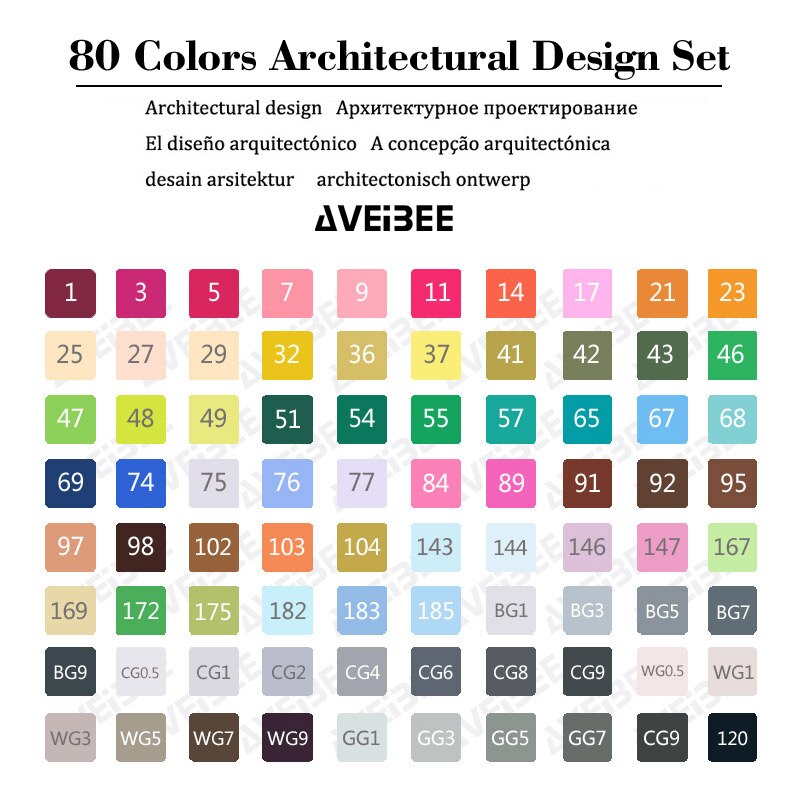 Magiska markörer set för barn 30/40/60/80/168 färg animation skiss markör två huvud ritning konst borst pennor alkoholbaserad: 80 arkitektoniska set