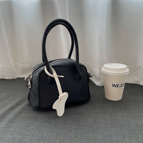 Sac à main en couleur unie pour femmes, sacoche de bonne , à bandoulière, petite bourse tendance,: Black
