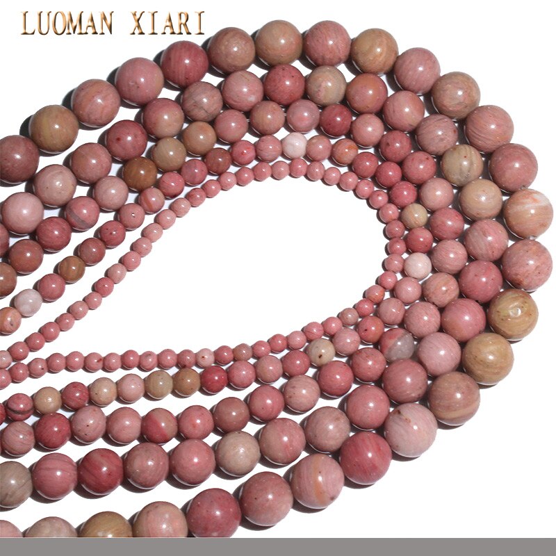 LUOMAN XIARI Natuurlijke Ronde Rhodochrosiet Kraal Voor Sieraden Maken DIY Armband Ketting Materiaal 4/6/8/ 10/12mm Strand 15''