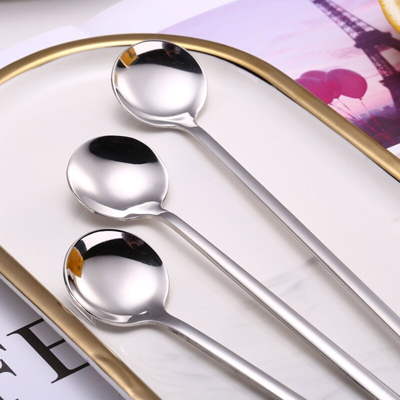 Rainbow Color Coffee Tea Stir Spoon Long Handle Ice Cream Dessert Spoons K9FA