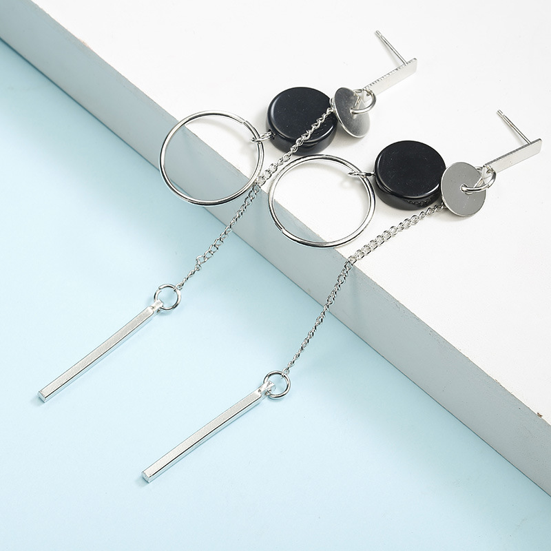 Pendientes colgantes de flor negra grande para mujer, personalidad de roca exagerada, C Daarьги, joyería para y boda, para niña del Día de San Valentín: Zinc negro plateado