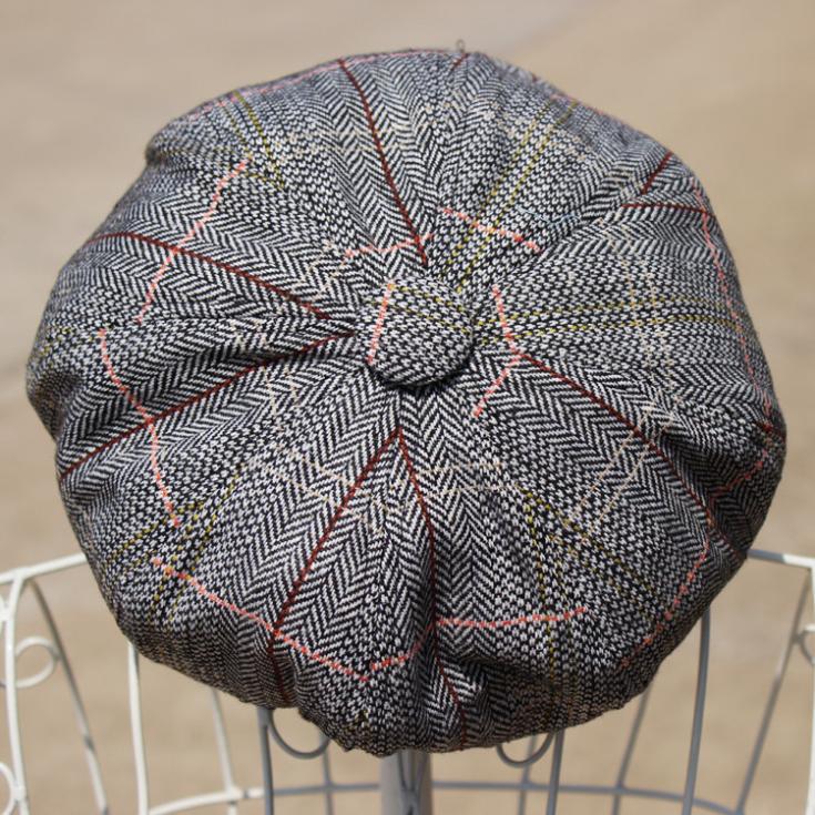 Vintage Newsboy 8 Panel Applejack Cabbie Driving Casual Ivy Cap Hat Brown Plaid