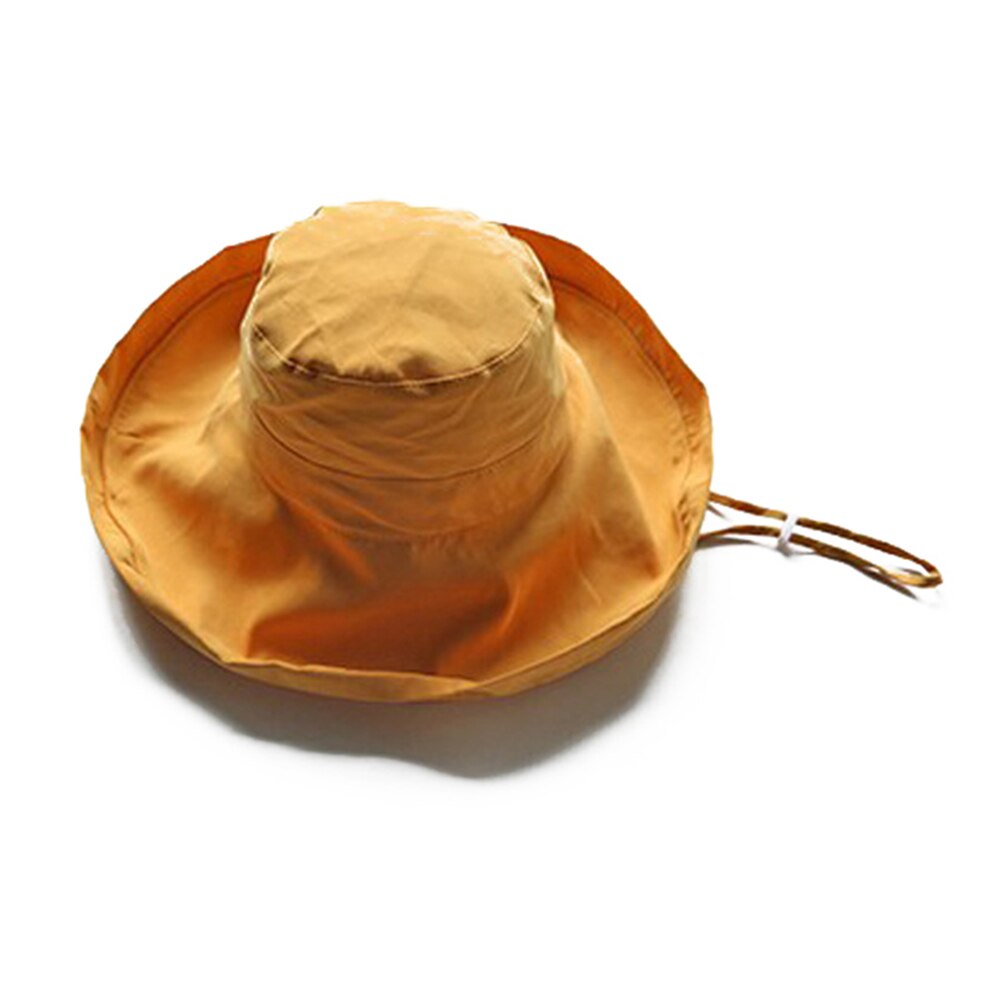 ¡Oferta! Sombrero de sol de verano para mujer, protector solar de ala ancha para la playa, sombrero de viaje para exteriores, sombrero de pescador de doble cara enrollado: YELLOW