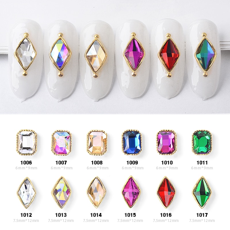 10 pièces breloque alliage Base 3D Nail Art strass décorations à dos plat brillant cristal bijoux diamants manucure accessoires