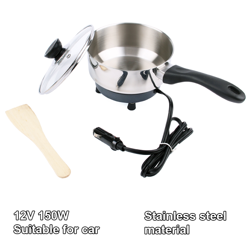 12V/24V Multifunktionale Elektrische Kochpfanne Mini Reiskocher Suppe Eintopf Heizung Pot Reise Auto/Lkw Bratpfanne Lunchbox: Grau