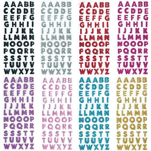 1 Sheet Glitter Alphabet Letter Stickers Self Adhesive ABC A-Z Words Stick On