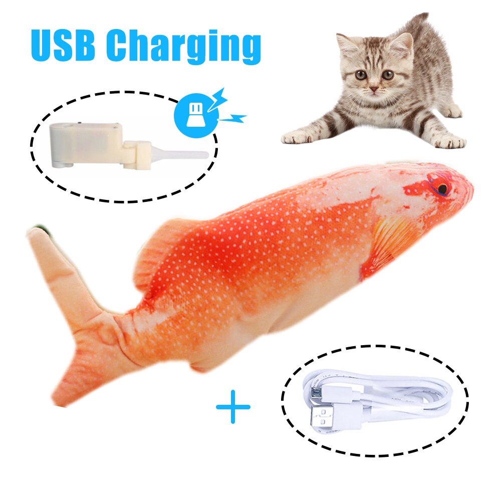 poisson électrique chat jouet réaliste en peluche mobile poisson cataire Kicker jouets électrique poisson jouet avec câble USB