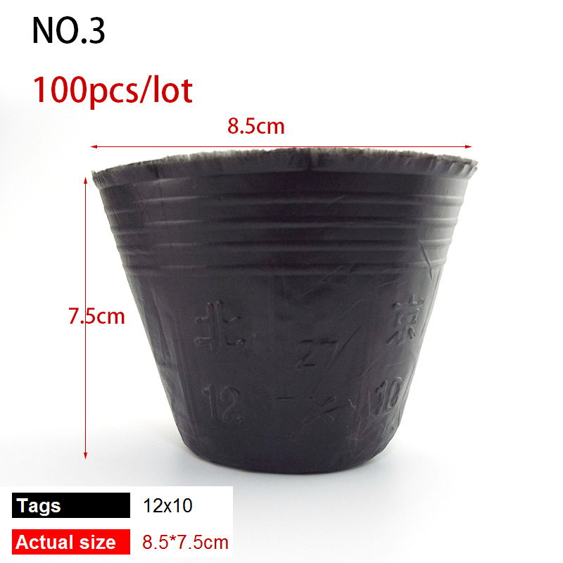 50/100 6/8/12cm plant grow pot gardening Nursery Cups planter Starters garden flower planter plastic pots Herb vegs Home tools: no.3 100pcs