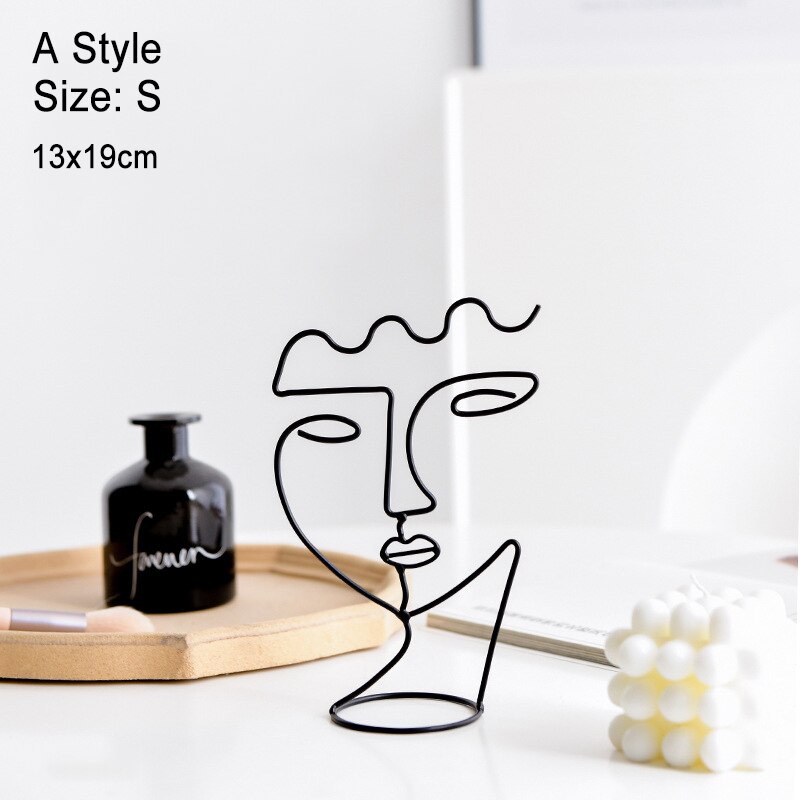 nordisch Schmiedeeisen Ornamente Abstrakte Charakter Skulptur Gesicht Kunst Schmuck Gestell retro Metall Handwerk Linien für Heimat Zimmer Dekor: A-Größe S
