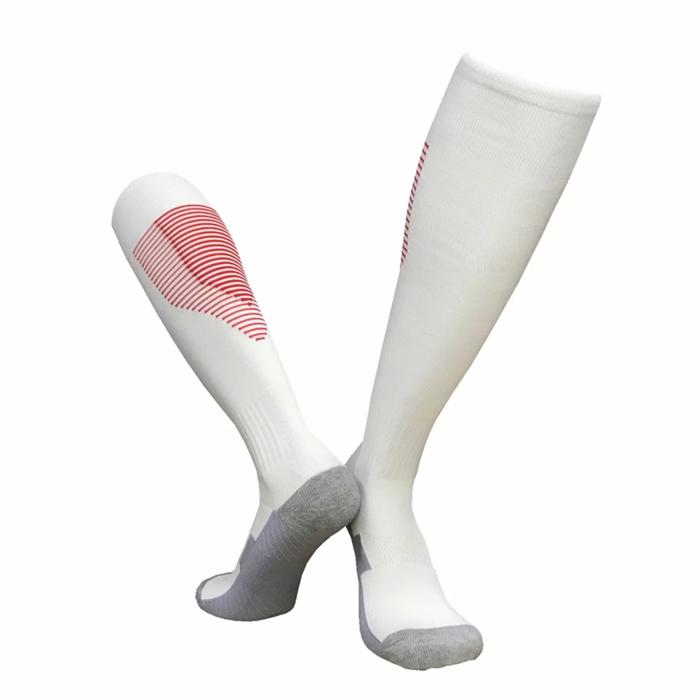 15 kolor dorosłych mężczyzn kobiety piłka nożna skarpety piłkarskie zagęścić ręcznik dno siatkówka Sport Rugby skarpety Over Knee długie pończochy Legging: CTM015 white red