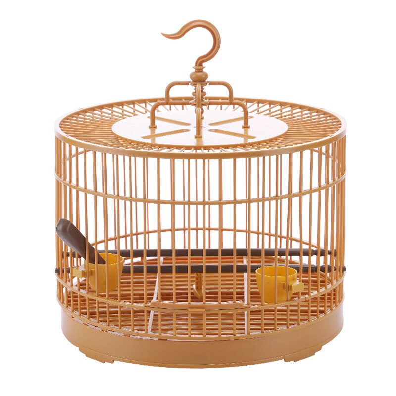 Jaula redonda de plástico para pájaros, jaula Retro Para loros con alimentador, desmontable y transpirable, suministros de cría