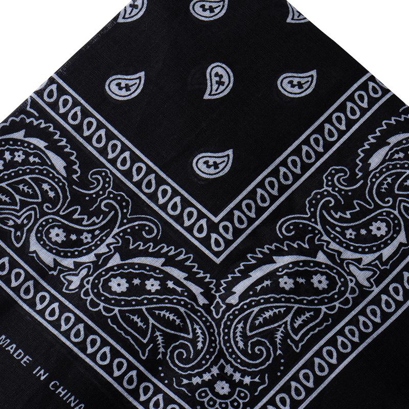 Hip Hop 100% Cotton Bandana Square Scarf 55cm*55cm Black Red Paisley Headband Printed For Women/Men/Boys/Girls: Black