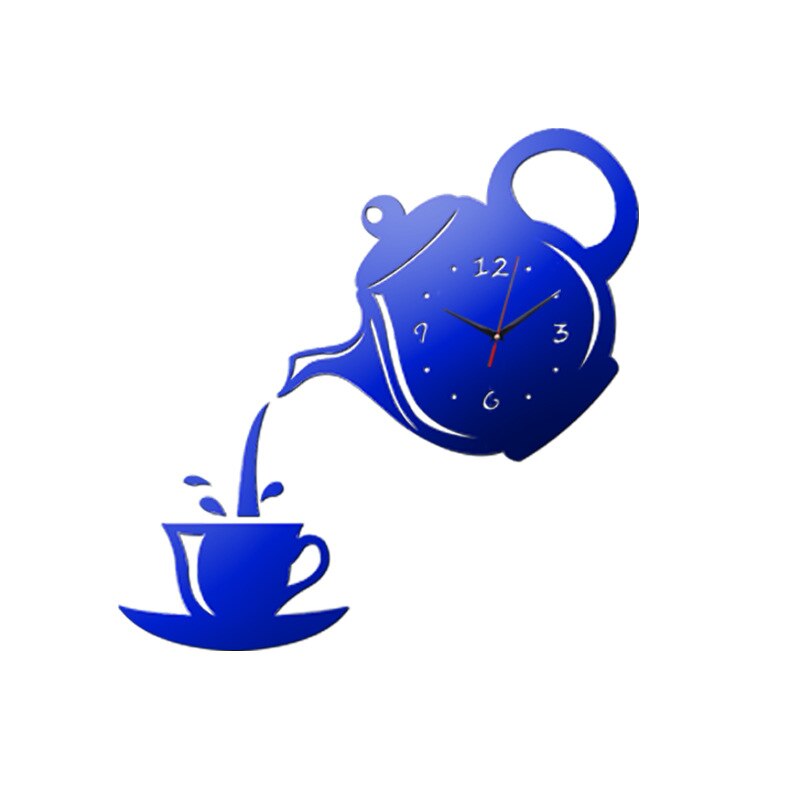 Large Wall Clock 3D Coffee cup DIY Silent Wall Sticker Clock Acrylic Mirror Self adhesive Wall Clocks Living Room Home Decor: C5