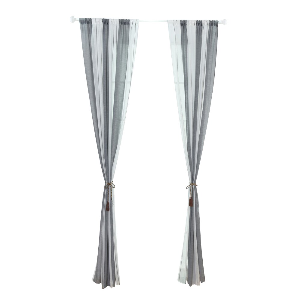 Écharpe de panneau pur de balcon en gaze | Beau rideau uni doux Simple rayé pour chambre à coucher, porte fenêtre de décoration de la maison https://www.aliex: Wide Stripe