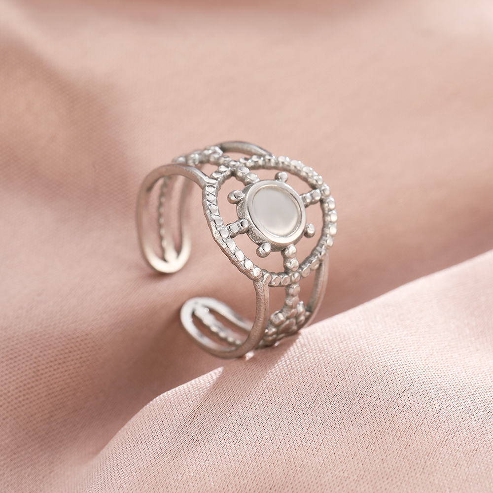 Anillos de acero inoxidable bohemio geométrico abierto ajustable anillo ancho Vintage anillo fino para mujer joyería de aniversario: Morado