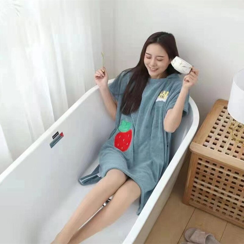 Wearable Bathrobe Beach Towel Fast Absorbing Water Outdoor Sports Soft Tactility Hooded Bath Towels Dress Poncho Swimming Cloak