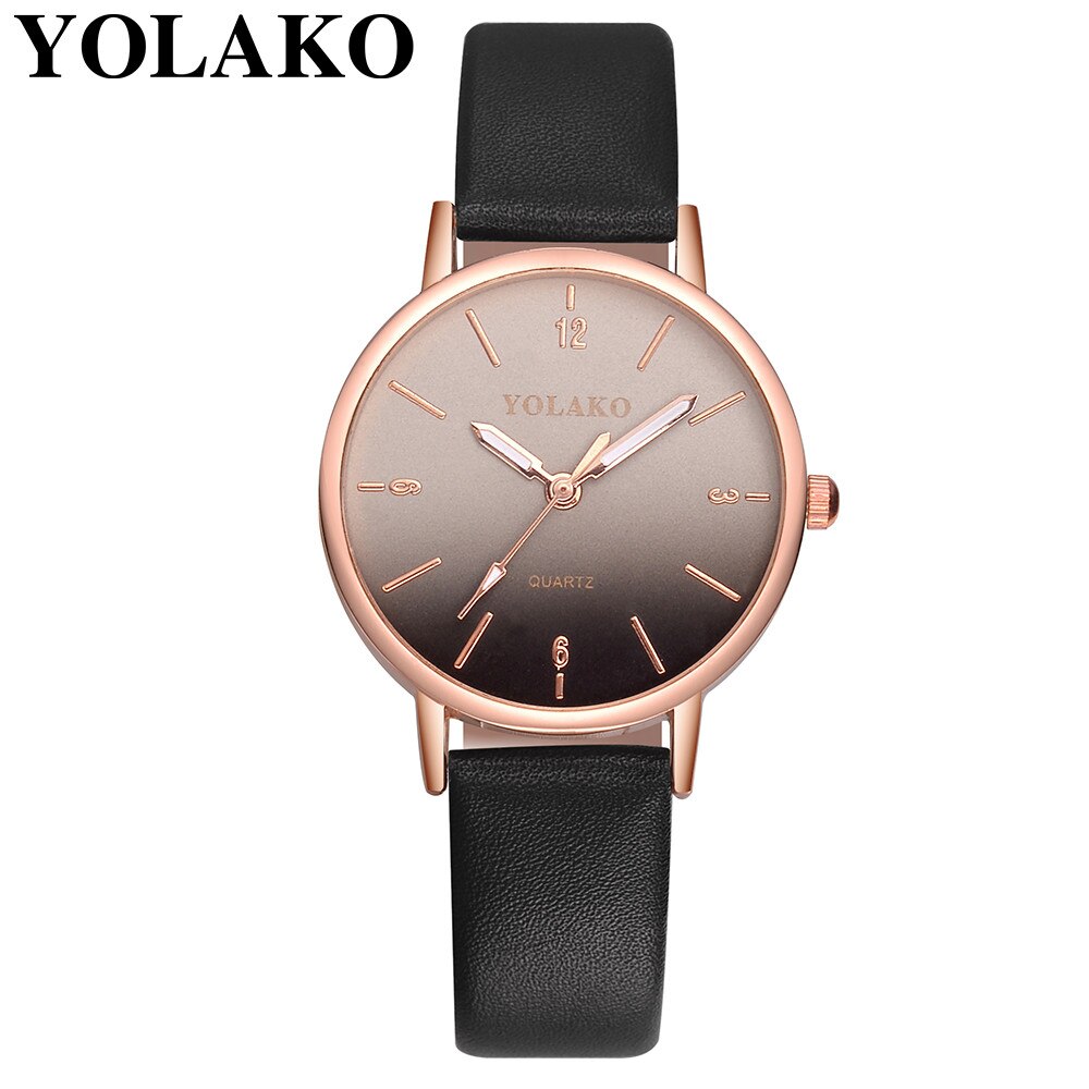 Elegante Vrouwen Horloges Casual Gradiënt Quartz Horloge Lederen Band Band Steel Case Analoge Polshorloge Dames Montre Femme: A