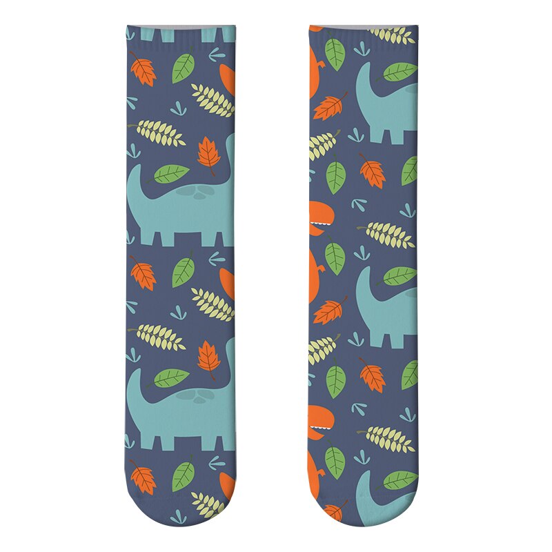 3D Printed Women Long Socks Outdoor Sports Cotton Breathable Elastic Compression High Knee Socks School Students Calf Socks: style7