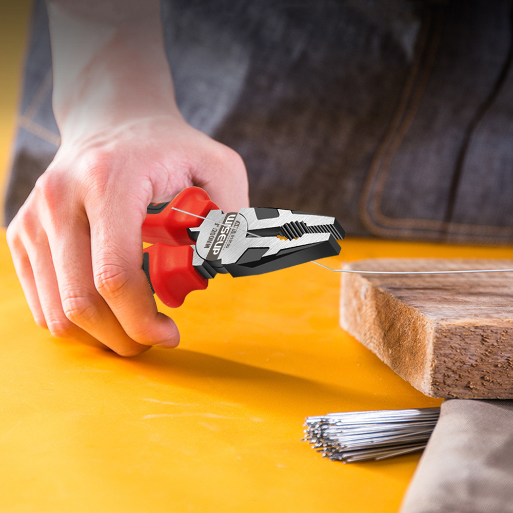 WISEUP-Juego de cortador de alambre de acero de grado Industrial, 3 piezas, 6 ", 7", 8 ", Universal, pinzas de Punta larga, Diagonal, herramienta de mano