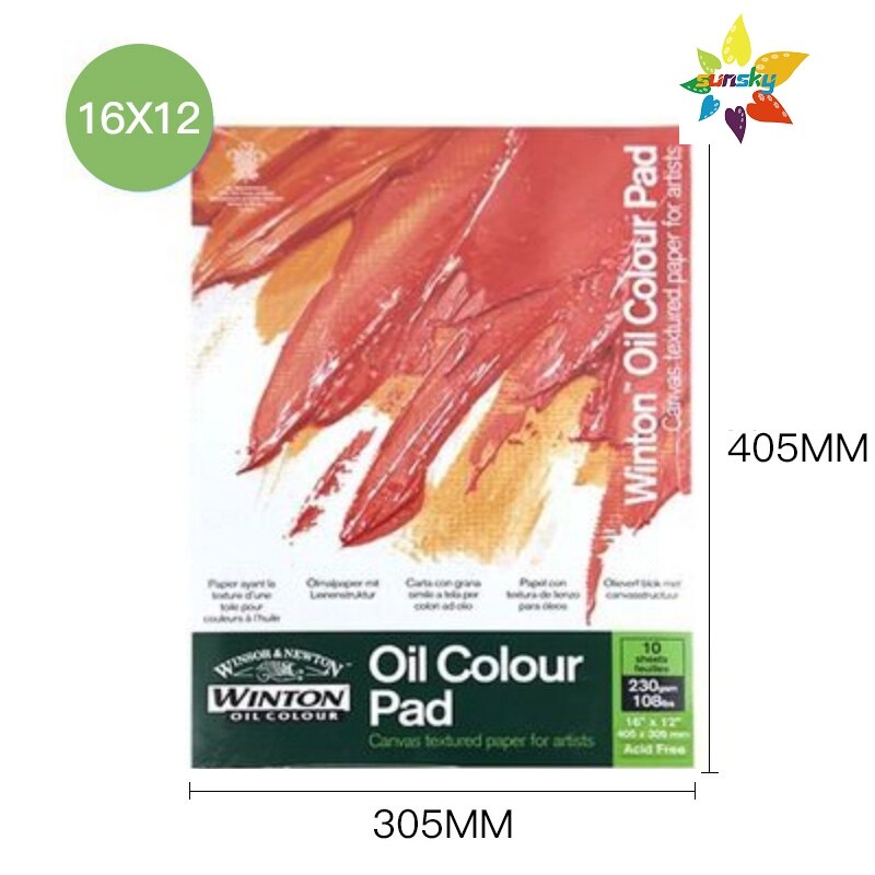 Winsor &amp; Newton Olie Kleur Pad, A3/A4,230gsm, Uitstekende Canvas Textuur, ideaal Voor Olieverf En Acryl Toepassingen: 16X12