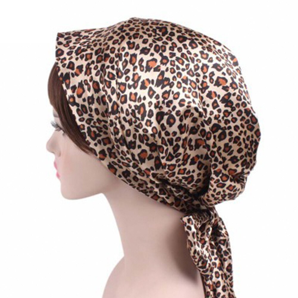 Gorro de ducha de seda para mujer, novedosa, gorro de dormir, gorro para el pelo, cubierta para la cabeza, pañuelo turbante de satén, novedad de: 4